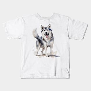 Husky Watercolor Style Kids T-Shirt